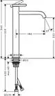 Einhebel-Waschtischmischer mit Hebelgriff, passend für Aufsatzwaschtische. Design von AXOR, in mattschwarz. Technische Informationen und Maße sind im Diagramm angegeben.